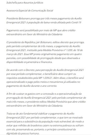 Nota Secretaria Geral (divulgação G1)