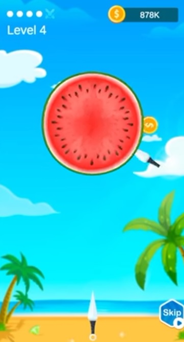 Acerte a moeda para ir somando pontos no Lucky Knife/imagem: reprodução da tela/Meetfun Dev Team