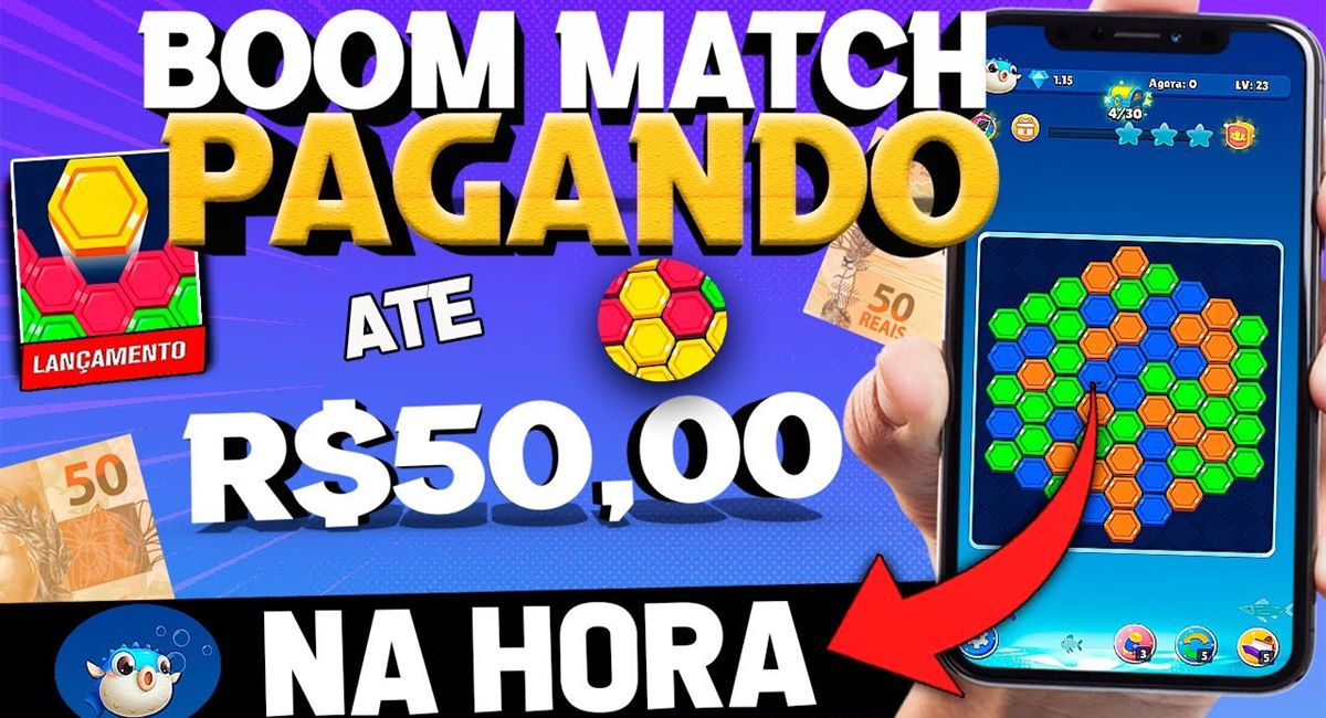 App Boom Match pagando através do PagBank para Jogar: Veja como funciona o  aplicativo e como