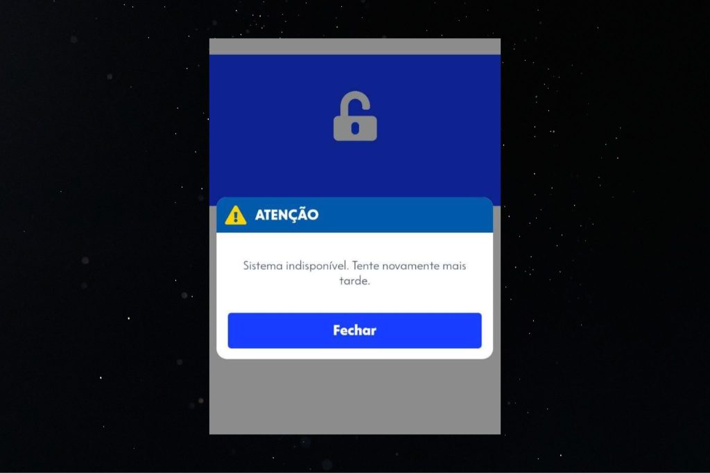 Mensagem de erro no app do Caixa Tem